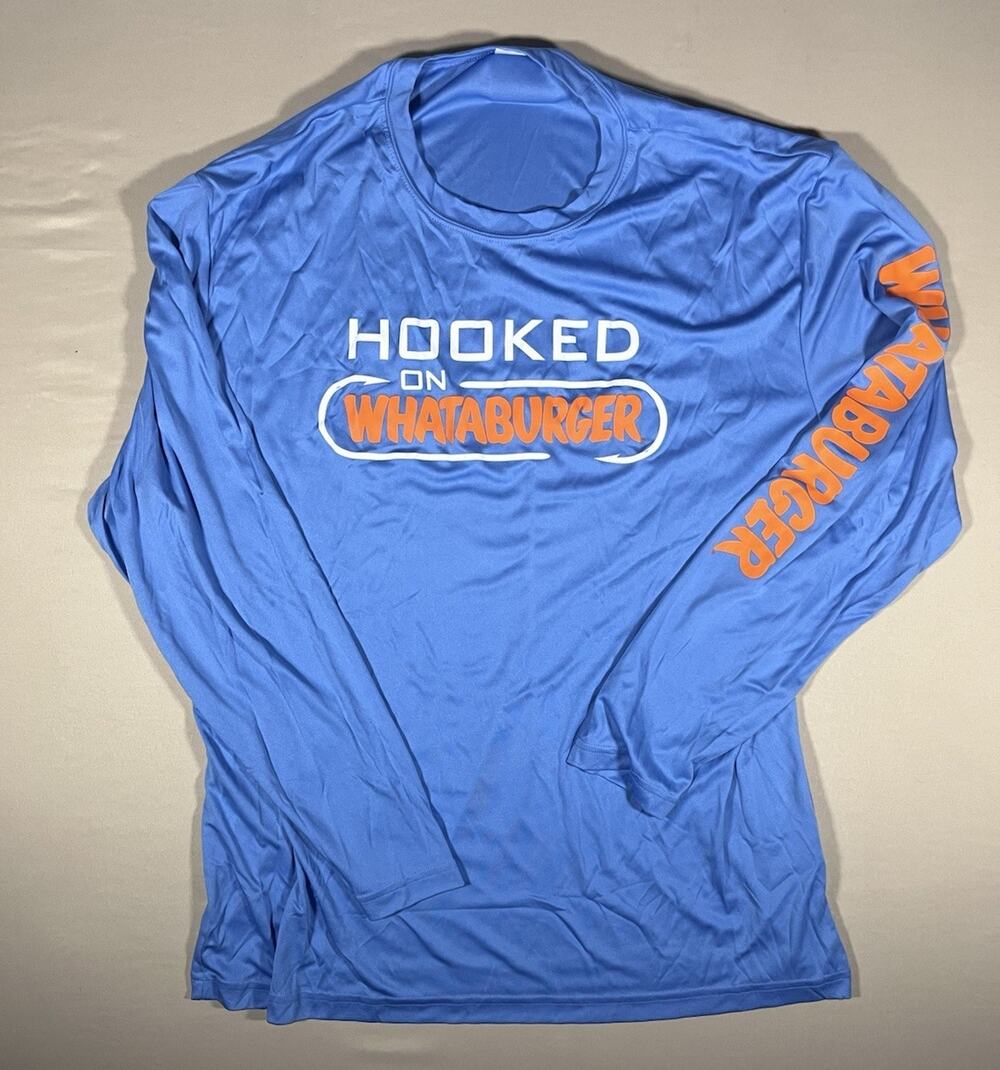Sport-Tek Men’s 2XL Blue Crew Neck Long Sleeve Whataburger Graphic T-Shirt
